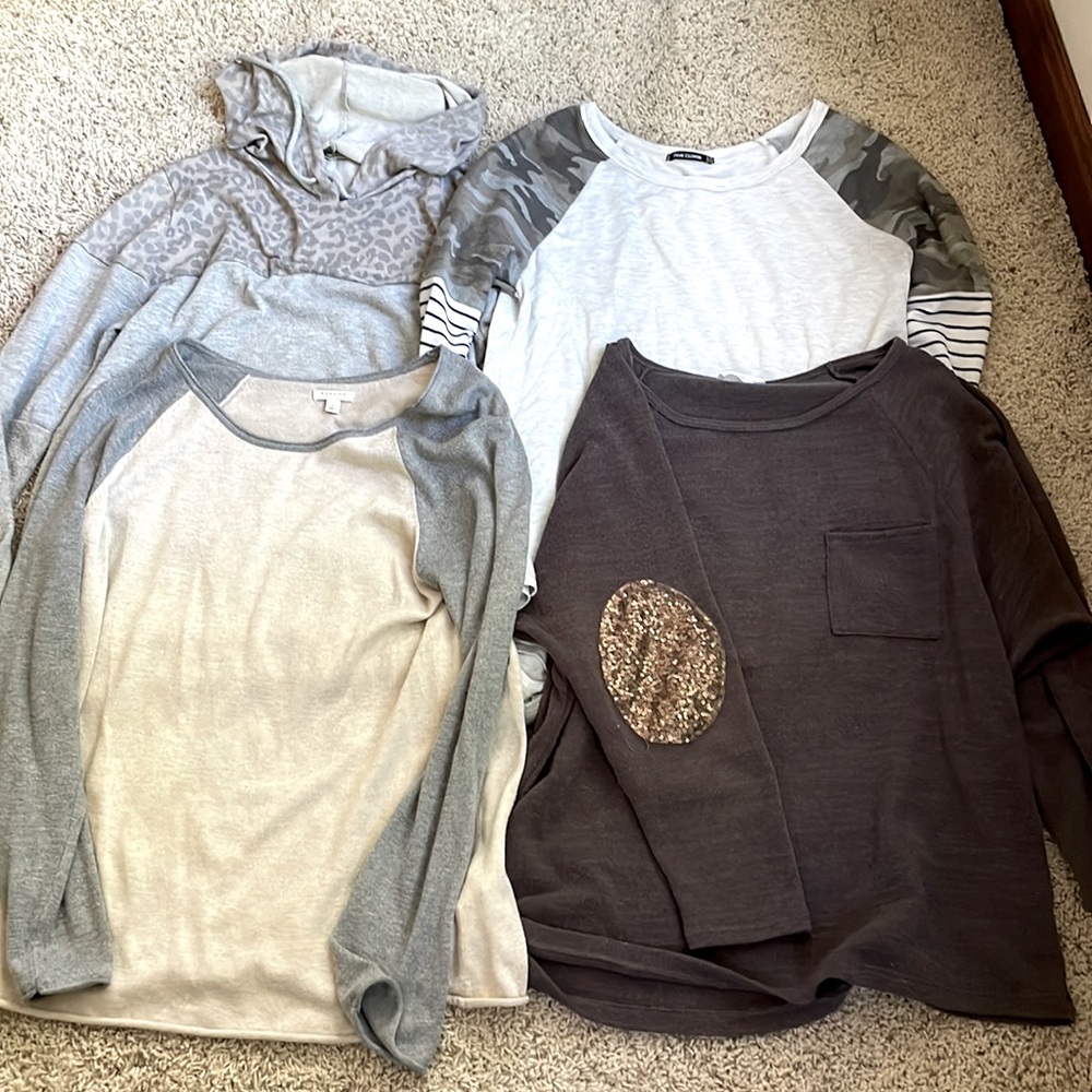 Stitch fix bundle Pink Clover & boutique Large elbow patch cheetah hooded camo